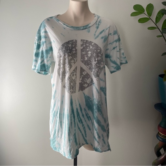 Lauren Moshi Peace Hippie Boyfriend Tshirt Dress Tie Dye Relazed 100% Cotton - Picture 6 of 13